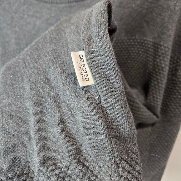 Selected Homme Long Sleeve Knit Crew Neck Sweater Gray Men XXL Organic Cotton - Picture 4 of 9